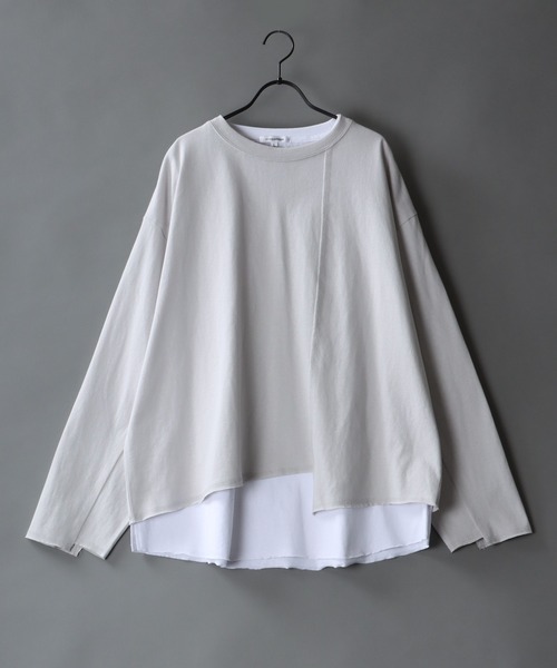 SITRY(シトリー)の「layered Loose silhouette crew neck T-shirt/レイヤード ルーズシルエット クルーネック Tシャツ(Tシャツ/カットソー・メンズ・ホワイト/ブラック/ブラック系その他・M/L)」の2枚目の写真