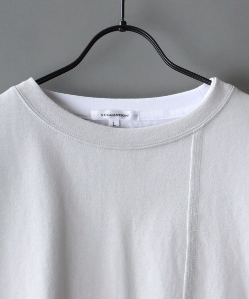 SITRY(シトリー)の「layered Loose silhouette crew neck T-shirt/レイヤード ルーズシルエット クルーネック Tシャツ(Tシャツ/カットソー・メンズ・ホワイト/ブラック/ブラック系その他・M/L)」の18枚目の写真