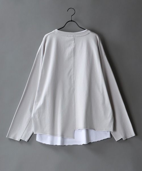 SITRY(シトリー)の「layered Loose silhouette crew neck T-shirt/レイヤード ルーズシルエット クルーネック Tシャツ(Tシャツ/カットソー・メンズ・ホワイト/ブラック/ブラック系その他・M/L)」の4枚目の写真