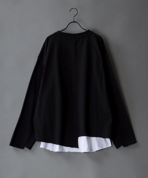 SITRY(シトリー)の「layered Loose silhouette crew neck T-shirt/レイヤード ルーズシルエット クルーネック Tシャツ(Tシャツ/カットソー・メンズ・ホワイト/ブラック/ブラック系その他・M/L)」の9枚目の写真