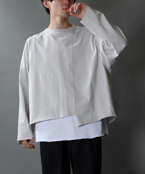 SITRY(シトリー)の「layered Loose silhouette crew neck T-shirt/レイヤード ルーズシルエット クルーネック Tシャツ(Tシャツ/カットソー・メンズ・ホワイト/ブラック/ブラック系その他・M/L)」の21枚目の写真
