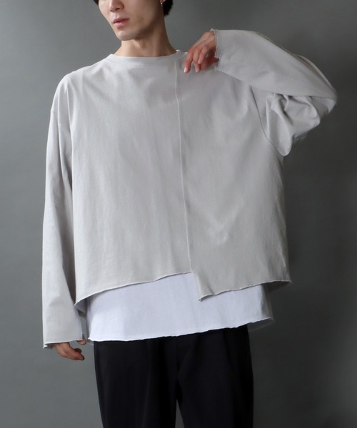 SITRY(シトリー)の「layered Loose silhouette crew neck T-shirt/レイヤード ルーズシルエット クルーネック Tシャツ(Tシャツ/カットソー・メンズ・ホワイト/ブラック/ブラック系その他・M/L)」の22枚目の写真