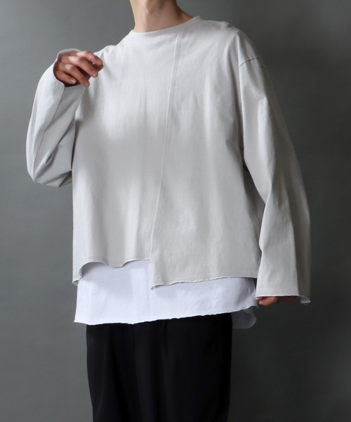 SITRY(シトリー)の「layered Loose silhouette crew neck T-shirt/レイヤード ルーズシルエット クルーネック Tシャツ(Tシャツ/カットソー・メンズ・ホワイト/ブラック/ブラック系その他・M/L)」の20枚目の写真