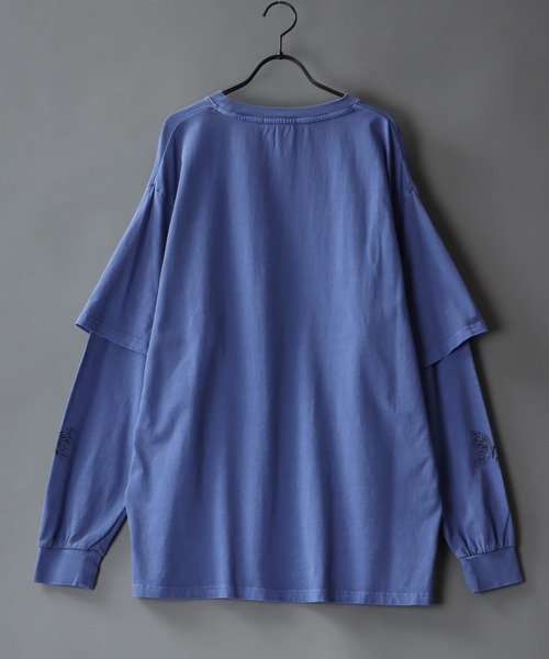 SITRY(シトリー)の「butterfly print pigment fake layered T-shirt / 蝶 プリント ピグメント フェイクレイヤード 長袖Tシャツ(Tシャツ/カットソー・メンズ・ブラック/パープル/キャメル・M/L)」の8枚目の写真