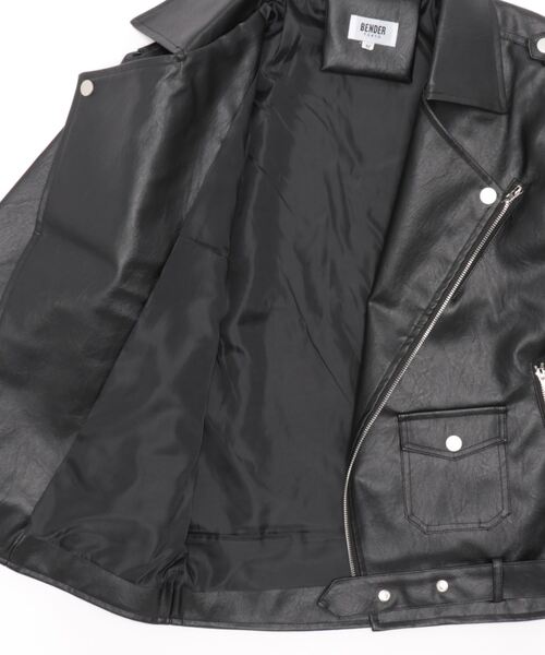 BENDER TOKYO（ベンダートウキョウ）の「【BENDER TOKYO】オーバーサイズ フェイクレザー ダブル ライダースジャケット（ライダースジャケット・メンズ・ブラック・M/L）」の11枚目の写真