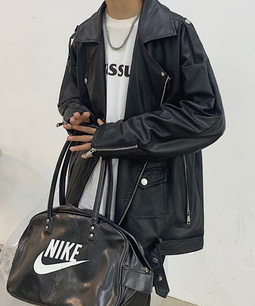 BENDER TOKYO（ベンダートウキョウ）の「【BENDER TOKYO】オーバーサイズ フェイクレザー ダブル ライダースジャケット（ライダースジャケット・メンズ・ブラック・M/L）」の3枚目の写真