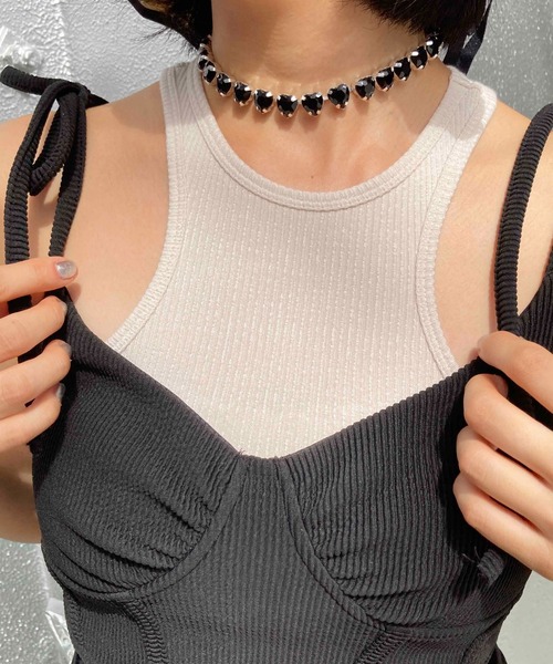 Casselini（キャセリーニ）の「Casselini(キャセリーニ)ハートビジューネックレス（ネックレス・レディース・ブラック/グリーン/クリア・FREE）」の9枚目の写真