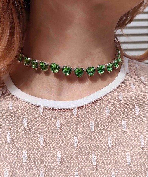 Casselini（キャセリーニ）の「Casselini(キャセリーニ)ハートビジューネックレス（ネックレス・レディース・ブラック/グリーン/クリア・FREE）」の11枚目の写真