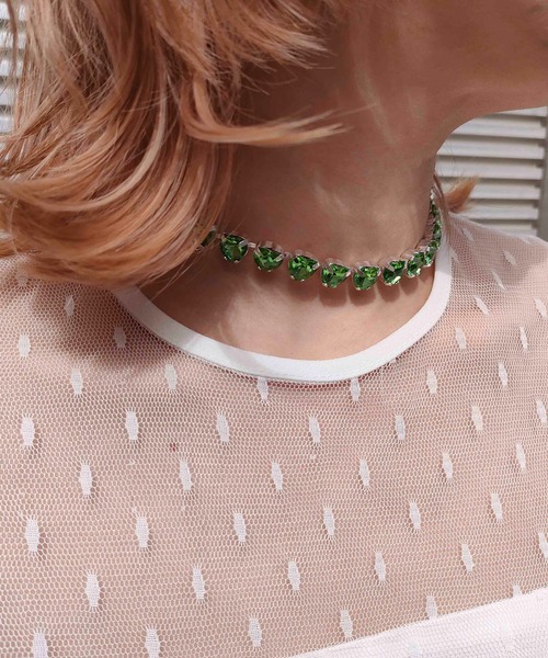 Casselini（キャセリーニ）の「Casselini(キャセリーニ)ハートビジューネックレス（ネックレス・レディース・ブラック/グリーン/クリア・FREE）」の12枚目の写真