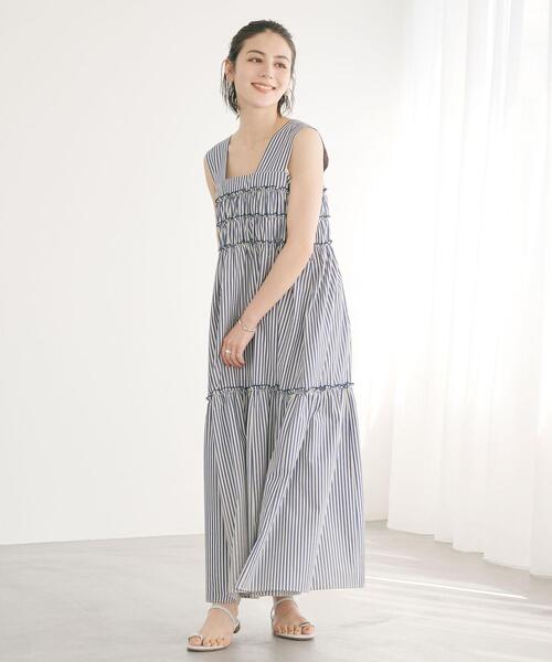 ＜EMMELREFINES＞EMティアードストライプワンピース