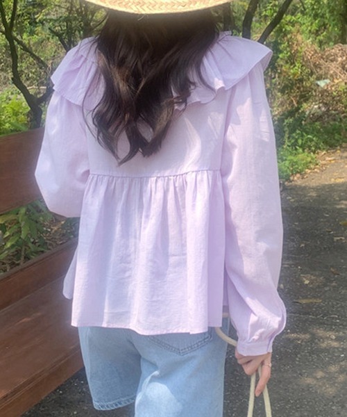 DAY CLOSET(デイ クローゼット)の「レディース 長袖パフスリーブダブルフリルカラーブラウス(シャツ/ブラウス・レディース・パープル/アイボリー/ホワイト・ONE SIZE)」の21枚目の写真
