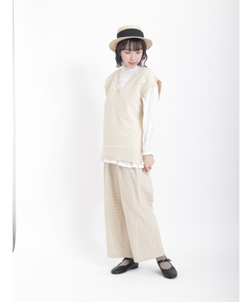 Samansa Mos2（サマンサ モスモス）の「綿麻チェックパンツ（その他パンツ・レディース・チャコール/ネイビー/ベージュ・ﾌﾘ-）」の11枚目の写真