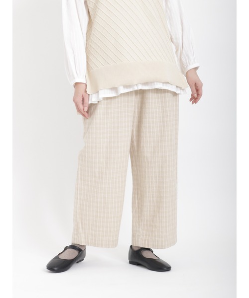 Samansa Mos2（サマンサ モスモス）の「綿麻チェックパンツ（その他パンツ・レディース・チャコール/ネイビー/ベージュ・ﾌﾘ-）」の14枚目の写真