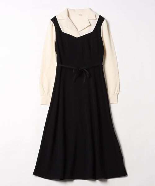 gossip!ロサンゼルス(ゴシップロサンゼルス)の「ティアードフレア/2ピース風配色 ワンピース(ワンピース・レディース・ブラック・FREE)」の12枚目の写真