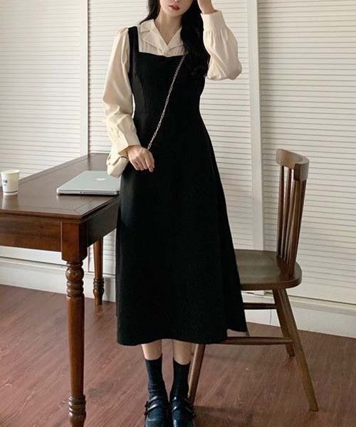 gossip!ロサンゼルス(ゴシップロサンゼルス)の「ティアードフレア/2ピース風配色 ワンピース(ワンピース・レディース・ブラック・FREE)」の14枚目の写真