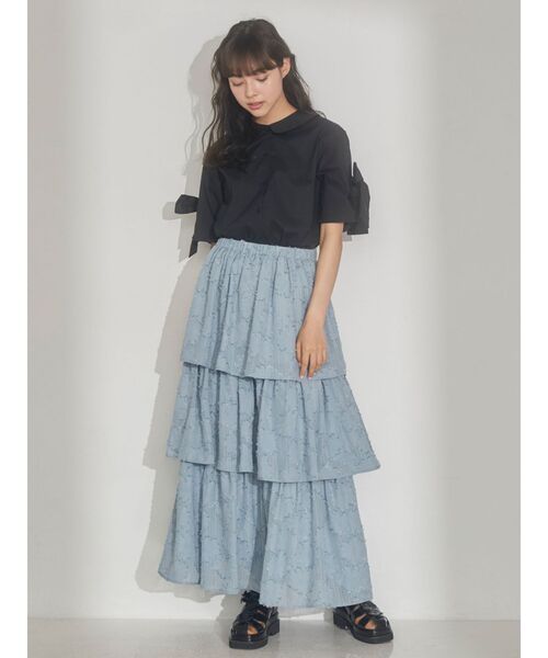 merry jenny（メリージェニー）の「デイジーシアーティアードスカート（スカート・レディース・ピンク/ブルー/アイボリー・FREE）」の5枚目の写真