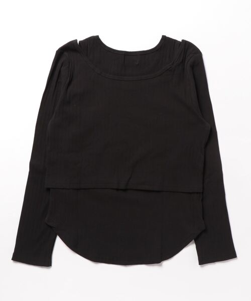 petit main LIEN（プティマインリアン）の「【リンク】肩スリットトップス（Tシャツ/カットソー・レディース・ピンク/オフホワイト/ライトグリーン/ブラック・FREE）」の6枚目の写真