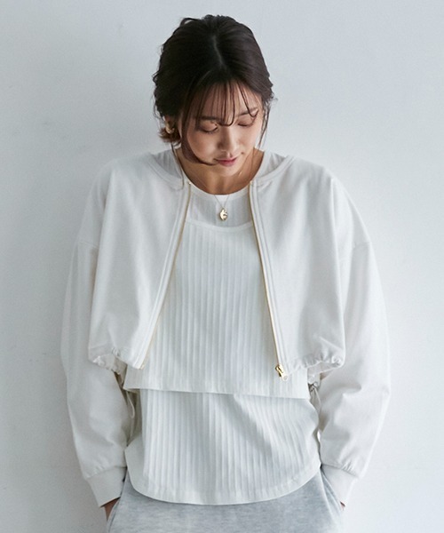 petit main LIEN（プティマインリアン）の「【リンク】肩スリットトップス（Tシャツ/カットソー・レディース・ピンク/オフホワイト/ライトグリーン/ブラック・FREE）」の7枚目の写真