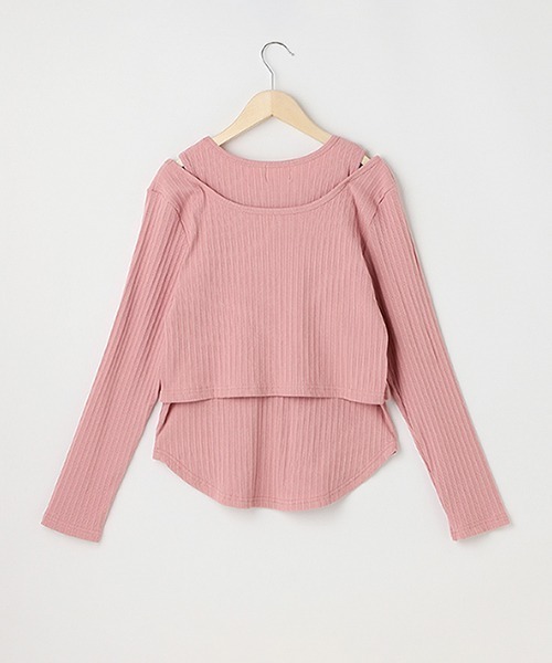 petit main LIEN（プティマインリアン）の「【リンク】肩スリットトップス（Tシャツ/カットソー・レディース・ピンク/オフホワイト/ライトグリーン/ブラック・FREE）」の9枚目の写真