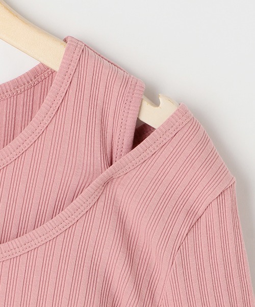 petit main LIEN（プティマインリアン）の「【リンク】肩スリットトップス（Tシャツ/カットソー・レディース・ピンク/オフホワイト/ライトグリーン/ブラック・FREE）」の11枚目の写真