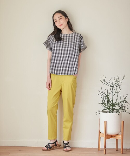 ANY（エニィ）の「【洗濯機可能】ライトリネンクロス　フレアスリーブ（シャツ/ブラウス・レディース・ブラック系6/ブラック系5/ベージュ系/ブラック系/イエロー系・F）」の8枚目の写真