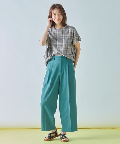 ANY（エニィ）の「【洗濯機可能】ライトリネンクロス　フレアスリーブ（シャツ/ブラウス・レディース・ブラック系6/ブラック系5/ベージュ系/ブラック系/イエロー系・F）」の12枚目の写真