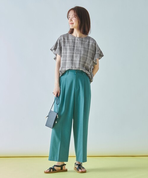 ANY（エニィ）の「【洗濯機可能】ライトリネンクロス　フレアスリーブ（シャツ/ブラウス・レディース・ブラック系6/ブラック系5/ベージュ系/ブラック系/イエロー系・F）」の13枚目の写真