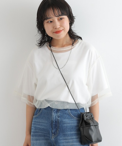 COLONY 2139（コロニートゥーワンスリーナイン）の「3WAYチュールレイヤードビッグTシャツ（Tシャツ/カットソー・レディース・オフホワイト/ブラック/グレー・FREE）」の2枚目の写真