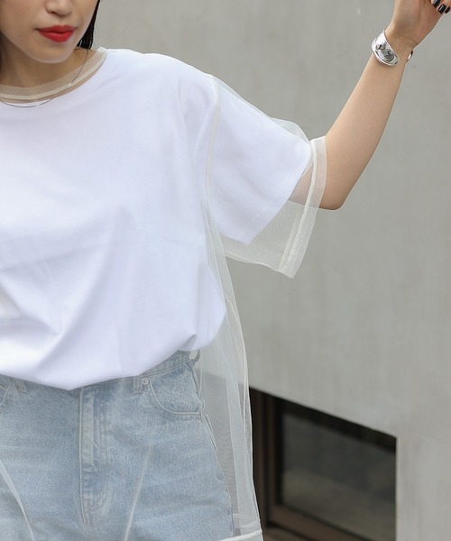 COLONY 2139（コロニートゥーワンスリーナイン）の「3WAYチュールレイヤードビッグTシャツ（Tシャツ/カットソー・レディース・オフホワイト/ブラック/グレー・FREE）」の20枚目の写真