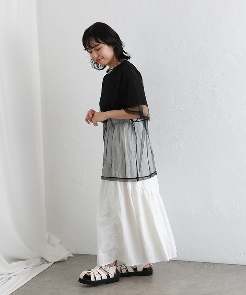 COLONY 2139（コロニートゥーワンスリーナイン）の「3WAYチュールレイヤードビッグTシャツ（Tシャツ/カットソー・レディース・オフホワイト/ブラック/グレー・FREE）」の10枚目の写真