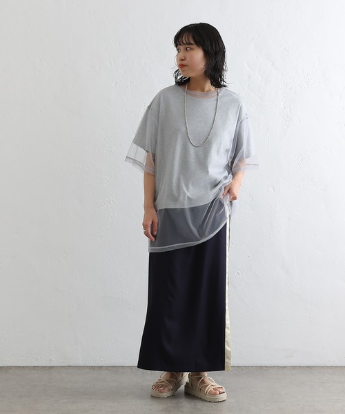 COLONY 2139（コロニートゥーワンスリーナイン）の「3WAYチュールレイヤードビッグTシャツ（Tシャツ/カットソー・レディース・オフホワイト/ブラック/グレー・FREE）」の4枚目の写真