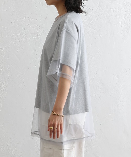 COLONY 2139（コロニートゥーワンスリーナイン）の「3WAYチュールレイヤードビッグTシャツ（Tシャツ/カットソー・レディース・オフホワイト/ブラック/グレー・FREE）」の18枚目の写真