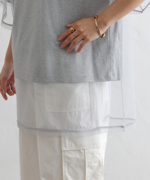 COLONY 2139（コロニートゥーワンスリーナイン）の「3WAYチュールレイヤードビッグTシャツ（Tシャツ/カットソー・レディース・オフホワイト/ブラック/グレー・FREE）」の15枚目の写真