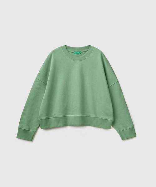 BENETTON (UNITED COLORS OF BENETTON)(ベネトンユナイテッドカラーズオブベネトン)の「ドロップショルダーボックスカットスウェットトレーナー(スウェット・レディース・ホワイト/グリーン/ブラック・SMALL/MEDIUM)」の6枚目の写真