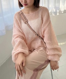 one after another NICE CLAUP | 袖リボンメッシュニット　2023AW(ニット/セーター)