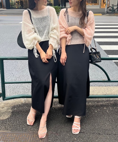 袖リボンメッシュニット Vin｜袖リボンメッシュニット | Rakuten Fashion(楽天