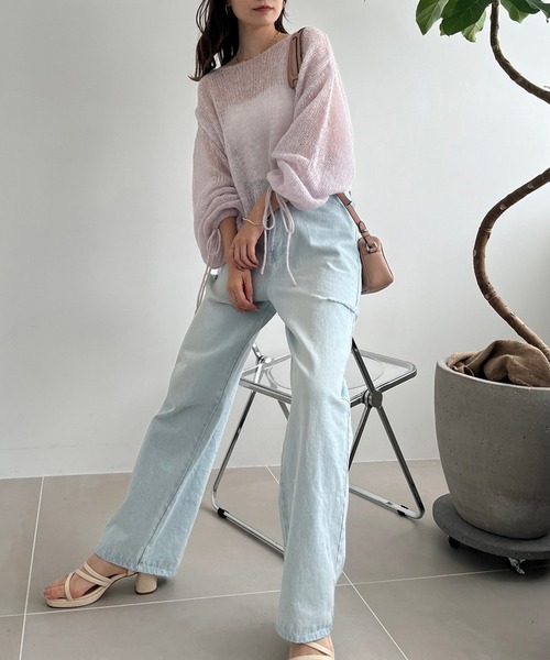 one after another NICE CLAUP（ワンアフターアナザーナイスクラップ）の「袖リボンメッシュニット　2023AW（ニット/セーター・レディース・オフホワイト/ピンク/ラベンダー/ミント・FREE）」の11枚目の写真