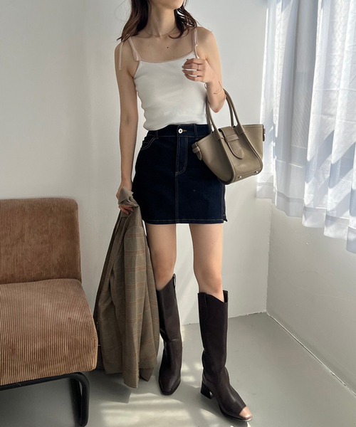 one after another NICE CLAUP(ワンアフターアナザーナイスクラップ)の「配色リボンキャミソール(キャミソール・レディース・ホワイト×ブラック/その他/ピンク/オフホワイト・FREE)」の5枚目の写真