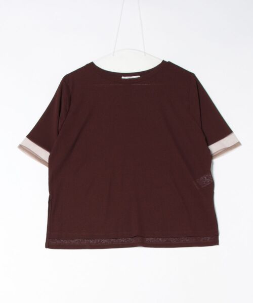 DISCOAT(ディスコート)の「シアー袖切替5分袖Tシャツ(Tシャツ/カットソー・レディース・ブラック/オフホワイト/スカイブルー/イエロー/オレンジ/ベビーピンク/グリーン系その他/ブラウン/ネイビー/チャコールグレー/モカ・FREE)」の5枚目の写真