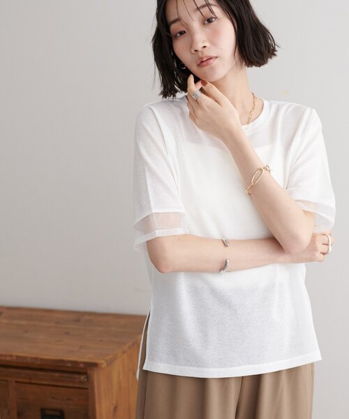 tシャツ 「ARC」ピコレース5分袖トップス レディース WOMEN】ARC ピコレース5分袖トップス – AMERICAN RAG CIE