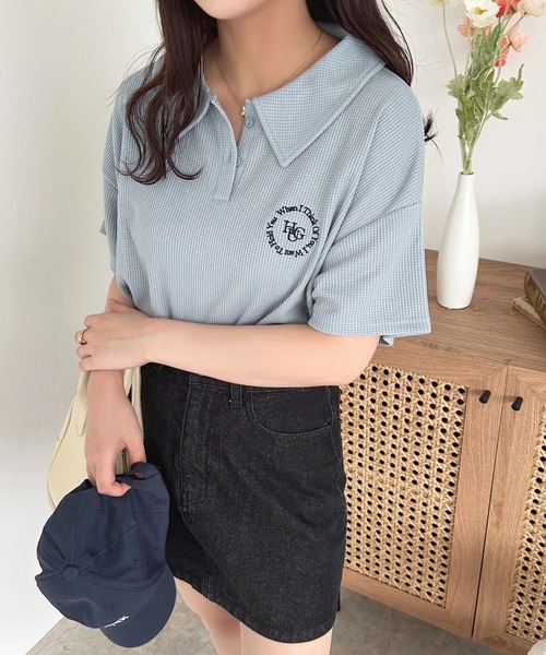 apres jour(アプレジュール)の「ワッフルポロトップス【ZOZOTOWN限定アイテム】(Tシャツ/カットソー・レディース・オフホワイト/ライトブルー/ピンク・フリー/X-LARGE)」の14枚目の写真