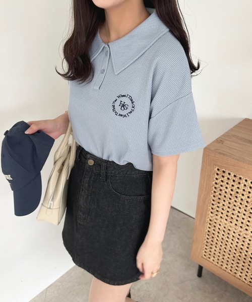 apres jour(アプレジュール)の「ワッフルポロトップス【ZOZOTOWN限定アイテム】(Tシャツ/カットソー・レディース・オフホワイト/ライトブルー/ピンク・フリー/X-LARGE)」の16枚目の写真
