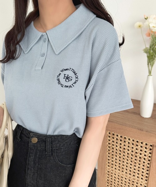 apres jour(アプレジュール)の「ワッフルポロトップス【ZOZOTOWN限定アイテム】(Tシャツ/カットソー・レディース・オフホワイト/ライトブルー/ピンク・フリー/X-LARGE)」の12枚目の写真