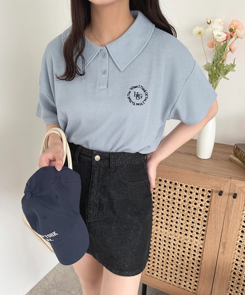 apres jour(アプレジュール)の「ワッフルポロトップス【ZOZOTOWN限定アイテム】(Tシャツ/カットソー・レディース・オフホワイト/ライトブルー/ピンク・フリー/X-LARGE)」の15枚目の写真