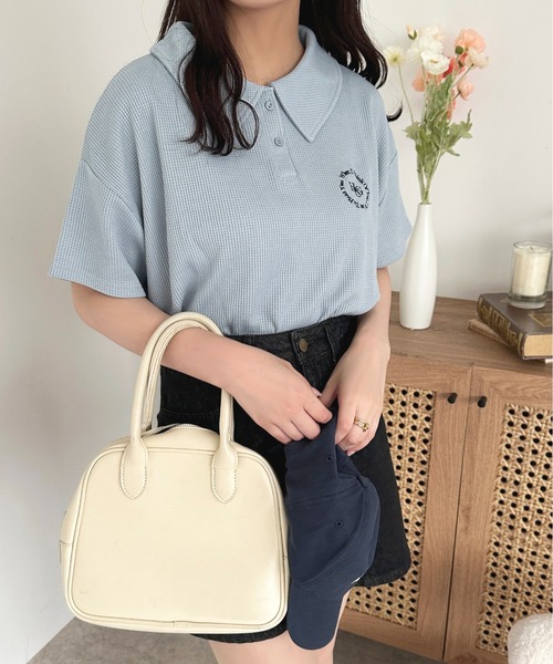 apres jour(アプレジュール)の「ワッフルポロトップス【ZOZOTOWN限定アイテム】(Tシャツ/カットソー・レディース・オフホワイト/ライトブルー/ピンク・フリー/X-LARGE)」の13枚目の写真