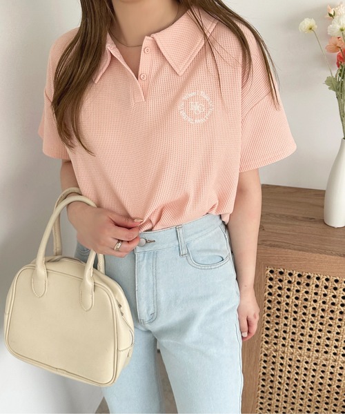 apres jour(アプレジュール)の「ワッフルポロトップス【ZOZOTOWN限定アイテム】(Tシャツ/カットソー・レディース・オフホワイト/ライトブルー/ピンク・フリー/X-LARGE)」の21枚目の写真