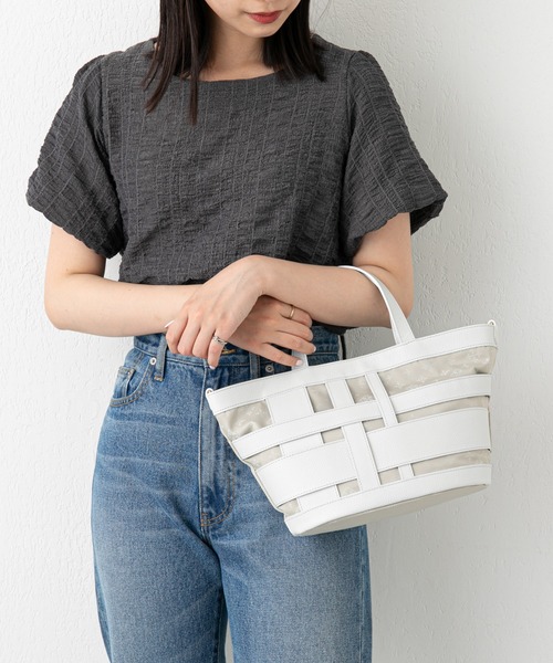【新品】ラシット（russet）ランダムメッシュレザー2WAYミニトートバッグ ラシット（russet）/ランダムメッシュレザー2WAYミニトート