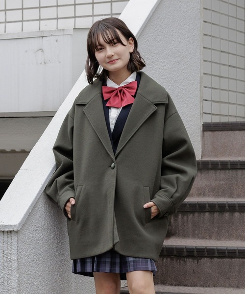 GLOBAL WORK(グローバルワーク)の「ウーリーテックミドルコート/AND YUA ANY/193241(その他アウター・キッズ・ブラック/アイボリー/グレー系その他・150cm/160cm)」の3枚目の写真