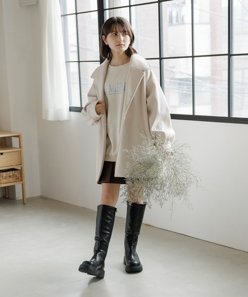 GLOBAL WORK(グローバルワーク)の「ウーリーテックミドルコート/AND YUA ANY/193241(その他アウター・キッズ・ブラック/アイボリー/グレー系その他・150cm/160cm)」の17枚目の写真