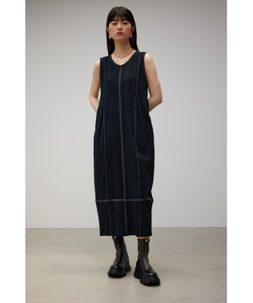 AZUL by moussy（アズールバイマウジー）の「STITCH DESIGN COCOON CUT OP（ワンピース・レディース・アイボリー/ターコイズブルー/ブラック・MEDIUM/SMALL）」の15枚目の写真